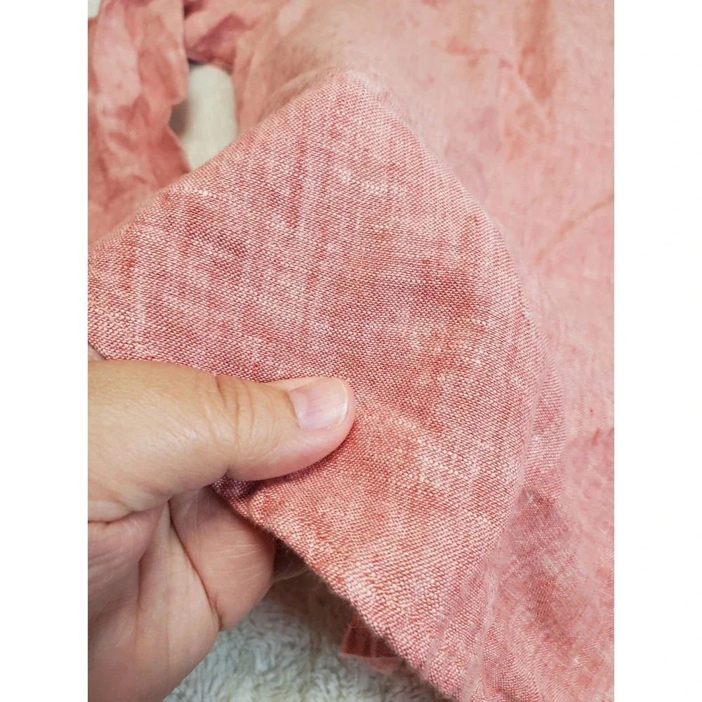 J. Crew Red Linen Blend Button Dress Shirt Slim Fit Men Large Casual Classic